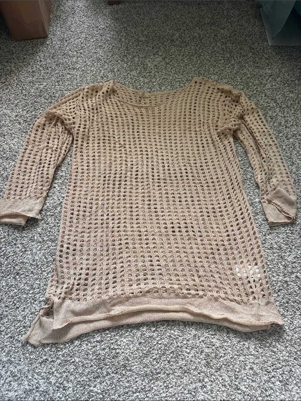 Beige Open-Weave Lightweight Women’s Sweater